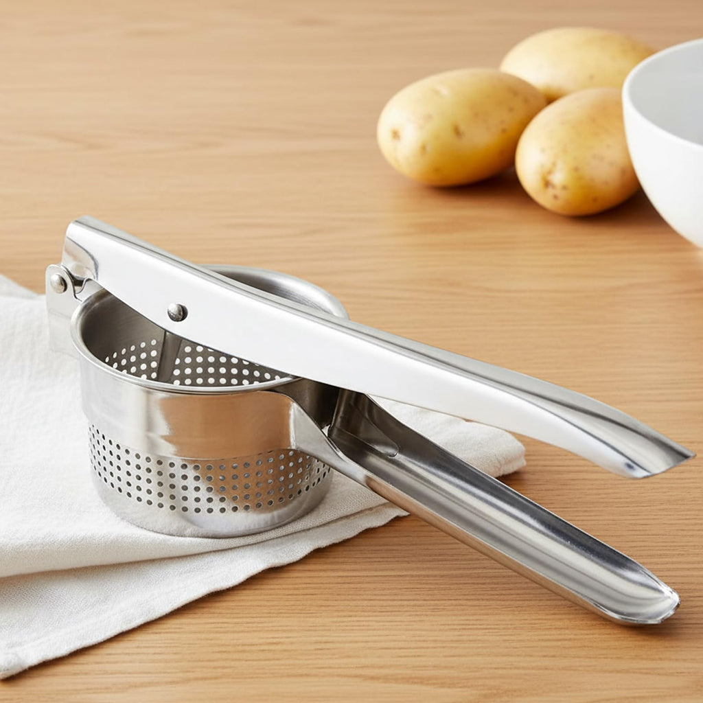 Potato Ricer Stainless Steel, Kitchen Tool Stainless Steel Manual Press Crusher for Smooth Ricer for Potatoes and Fresh Juice Preparation at Home