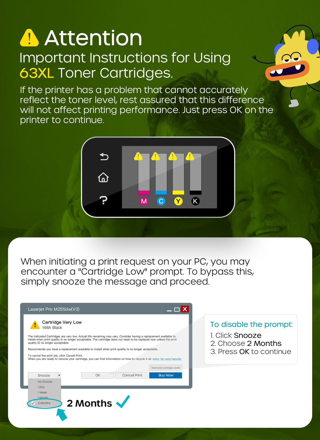 Timink 63XL Black Ink Cartridges Replacement for HP 63 XL 63XL Compatible with Envy 4520 4522 4512, OfficeJet 3830 3833 4650 4652 4655 5255 5258, DeskJet 1112 2130 2132 3630 3632 Printers (2 Pack)