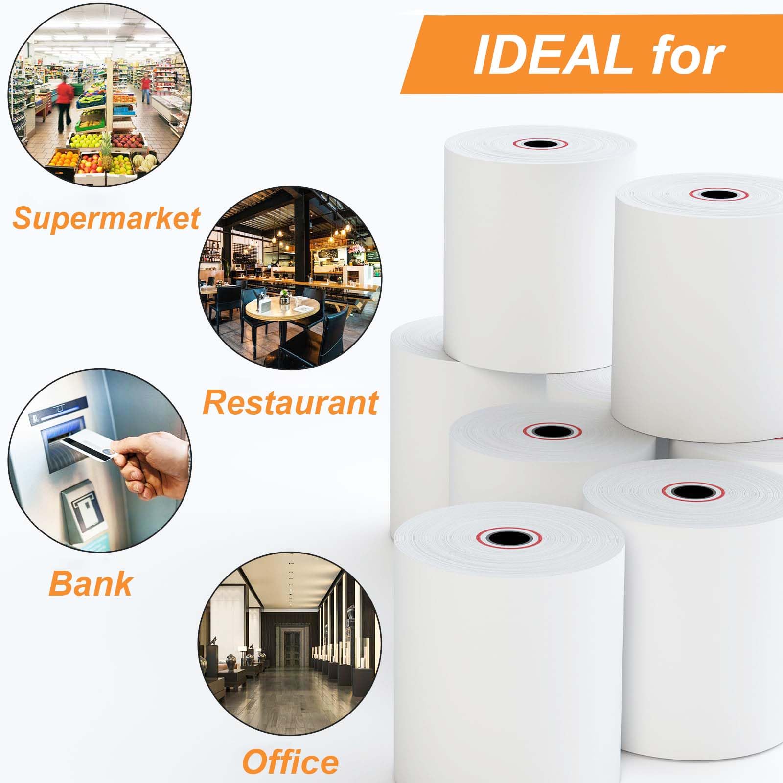 Coopaty 3 1/8 in x 230 ft Thermal Receipt Paper for POS Register (10 Rolls)