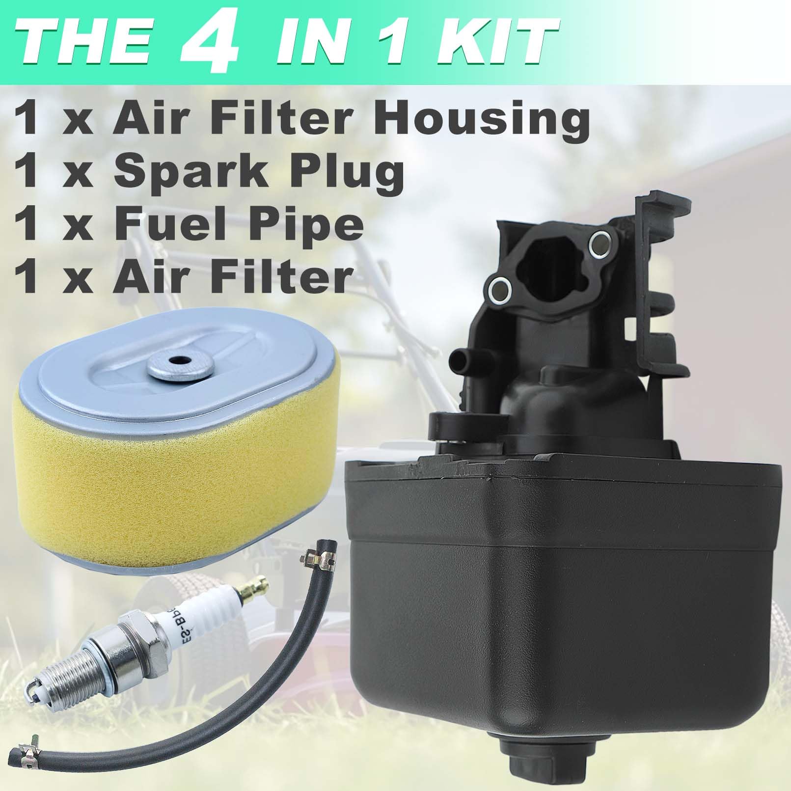 Air Filter with Cover for Honda GX160 GX120 GX140 GX200 168F Series, ADEFOL Air Filter + Housing & Base + Spark Plug + Fuel Line Engine Replacement Parts 17230-z51-820, 17410-Z51-020