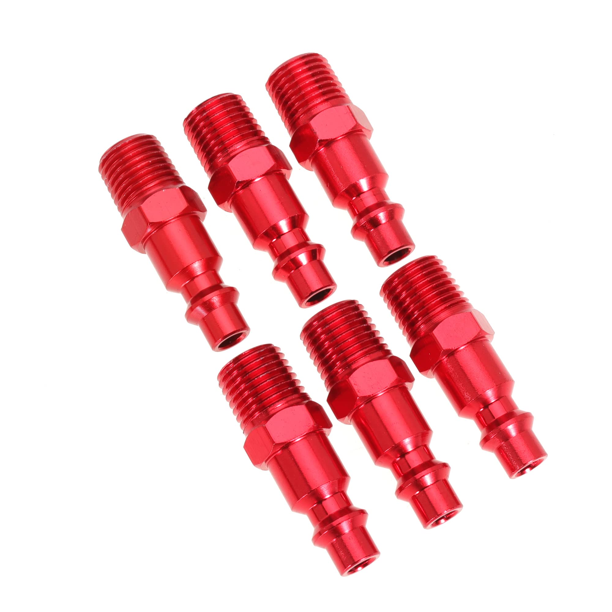 Connect Air Fittings Set, 1/4" Npt Air Coupler and Plug Kit, Air Quick Connector Male and Female, Pack of 14 (Red Aluminum)