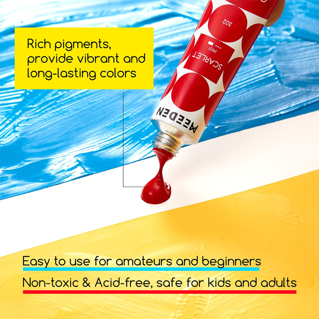 MEEDEN Gouache Paint Tube Set - 48 x 12ml (0.4 oz) Colors Art Paint Supplies for Artists Students Beginners - Rich Pigment Art Paints for Canvas Painting