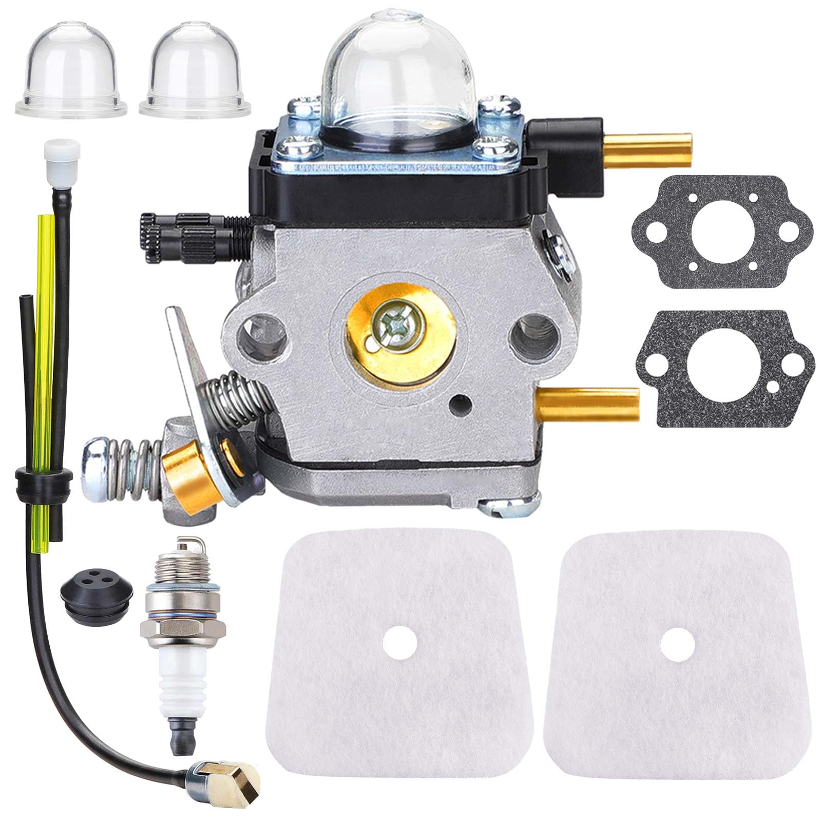 HOODELL C1U-K82 C1U-K54A Carburetor, for Mantis Tiller 7222 7222M 7225 7920, Echo TC-210 HC-1500, Premium Cultivator Carb, Plus Rebuild Kit Primer Bulb Fuel Line and More