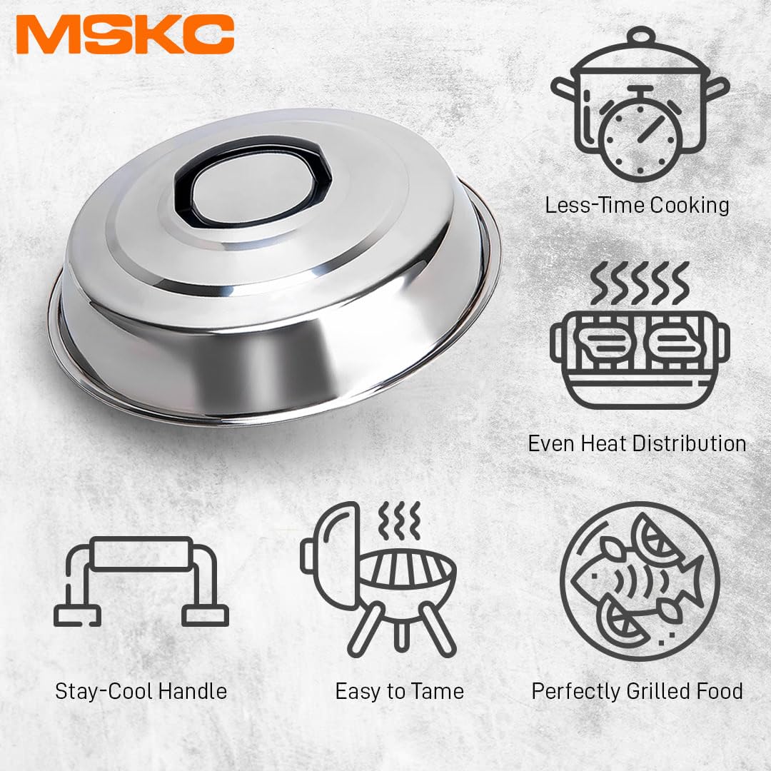 Griddle Accessories for Blackstone Grill Basting Dome 12” Stainless Steel Round Steamer Lid Black Stone Cooking Cover BBQ Melting Dome flat top Barbecue and Dad Gift