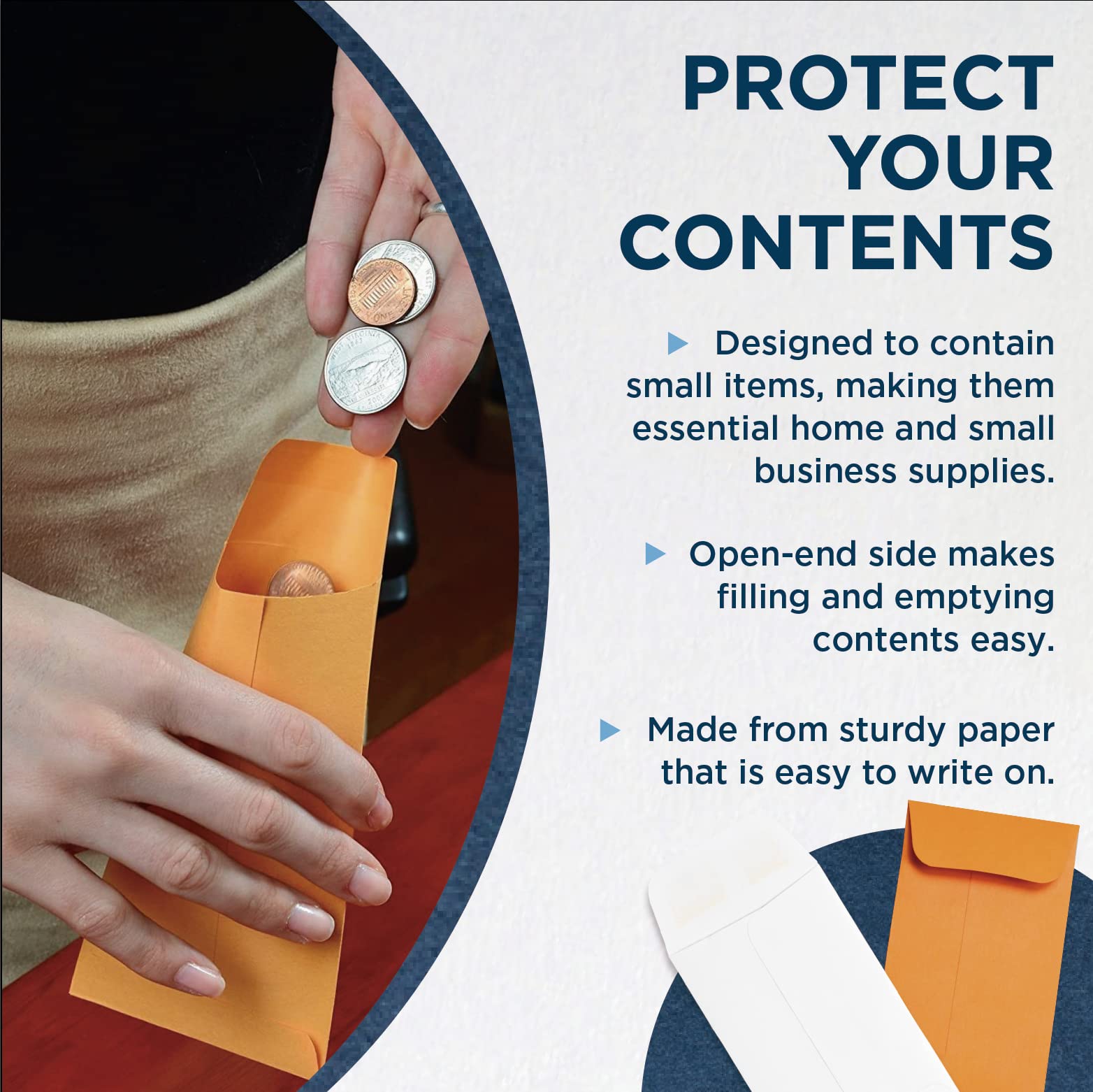 500 Guardian #3 Paper Coin Envelopes - Blank Small Envelopes for Coins, Receipts, Stamps, Small Parts Storage, & More – 2-1/2” x 4-1/4” Cash Envelopes – Gummed Flap Gift Card Holder Envelope