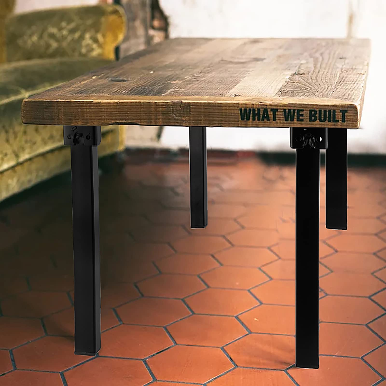 JuxYes 4 PCS Metal Folding Table Legs, Foldable Furniture Legs Heavy Duty Hairpin Table Legs Desk Legs Height 400mm/16 inch with Mounting Screws, Black