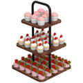 VyGrow 3-Tier Cupcake Stand Wood & Metal Tower Display Premium Holder Dessert Tree Tower for Birthday Cady Bar Decor Weddings, Party Serving Tray, Square Display