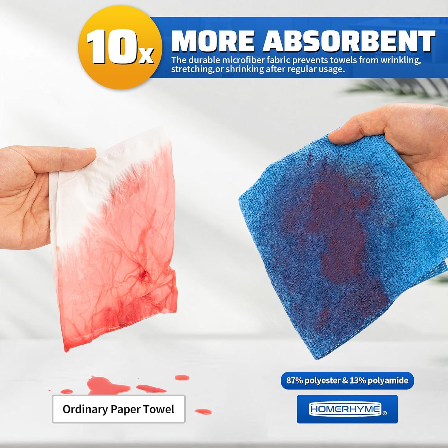 HOMERHYME Microfiber Towel Roll, 75 Pack Cleaning Rags Microfiber Cleaning Cloth, Lint Free Multi-Purpose Reusable Washable Rags Tear Away Microfiber Towels for Cars Kitchen Garage Shop 11.5"x11.5"