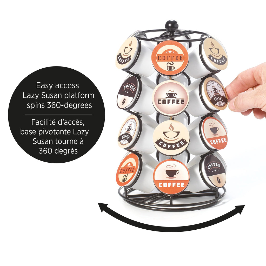 Starfrit Coffee Pod Capsule Carousel - Holds up to 24 Keurig K-Cups Pods - Spins 360-Degrees - Lazy Susan Platform - Black