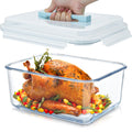 200oz/26cup Large Glass Storage Containers with Lids, Big Rectangular Airtight Food Containers for Rotisserie Chicken Meal Prep Turkey Watermelon Potluck, XL Extra Large Freezer Safe Container