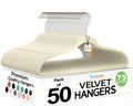 Techzoo Premium Ivory Velvet Hangers 50 Pack - Space Saving Felt Hanger, Non Slip Clothes Hangers for Closet, Heavy Duty Coat Hanger with 360° Rotatable Hook, Hold Up to 10 lbs