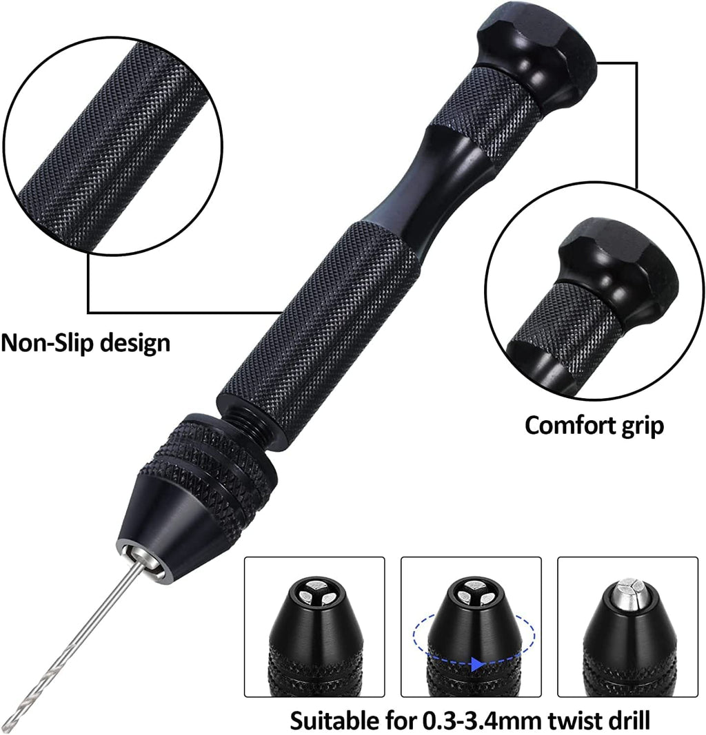 57 Pieces Hand Drill Bits Set, Pin Vise Hand Drill, 46 Pieces Micro Twist Drill Bits and 10 Pieces PCB Mini Drill Bits for Resin Craft DIY Jewelry (0.1-1mm, Random Color PCB Drill)