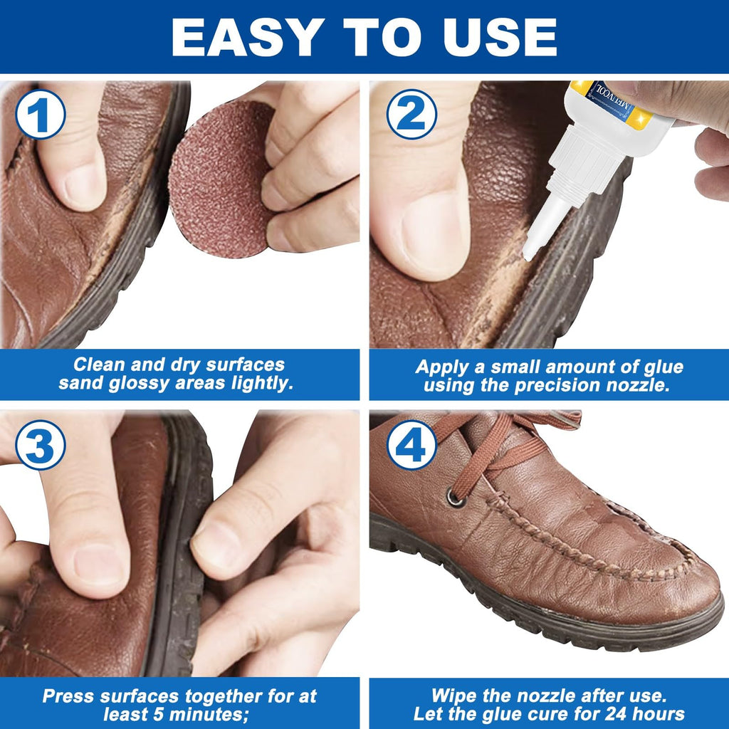 Super Glue for Shoe - 100g Instant Shoe Repair Adhesive for Soles, Insole, Boots & Leather, Waterproof Clear Glue for Sneakers, Heels, Tennis Shoes