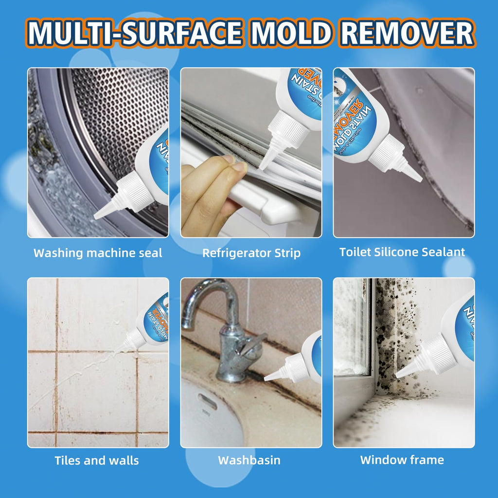 Aarovibe Mold Stain Remover Gel, 8 fl oz Heavy Duty Washing Machine Cleaner for Front Loader Washing Machine Seal, Bathroom Grout, Shower, Caulk - Front Load Washer Cleaning Solution