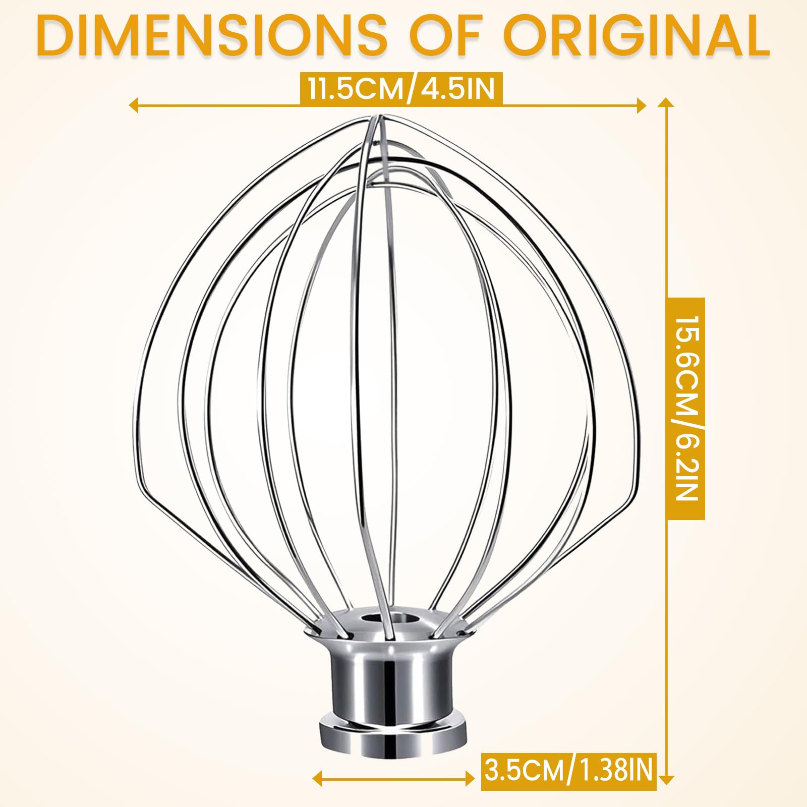 NewlyArt K45WW Whisk Attachment Fits KitchenAid, 6 Wire Whip for 4.5 5 Quart KitchenAid Tilt-Head Stand Mixer，Compatible with Kitchen Aid Accessories K45,K45SS,KSM75,KSM90,KSM110,KSM150, Handwash Only