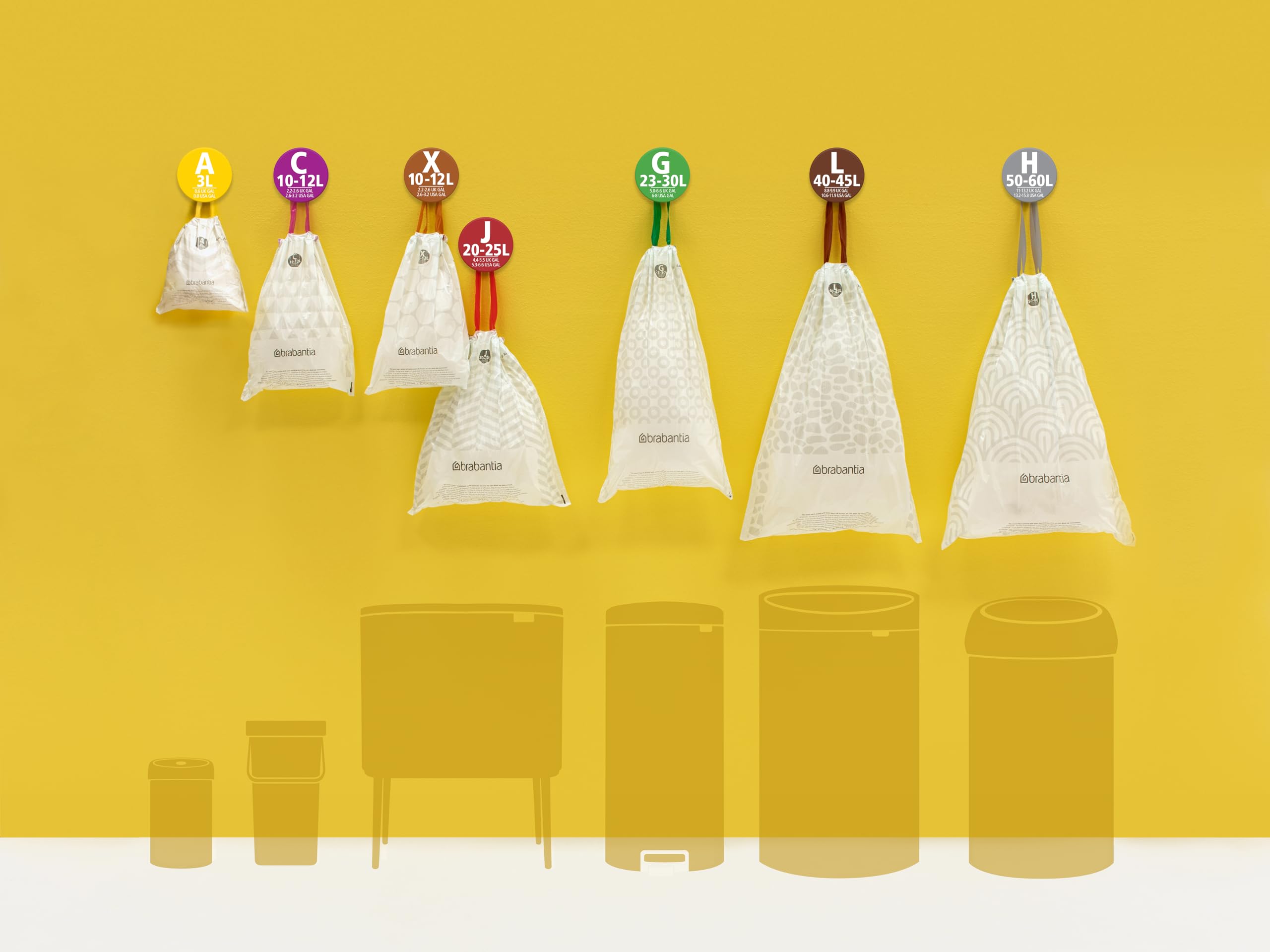 Brabantia PerfectFit Trash Bags (Size O/8 Gal) Thick Plastic Trash Can Liners with Drawstring Handles (40 Bags)
