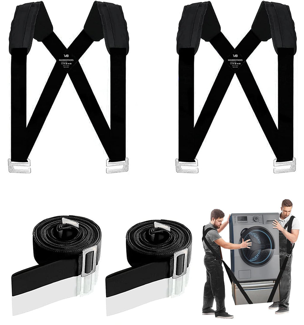 MAXBROTHERS Moving Straps, Lifting Strap for 2 Movers, Shoulder Lifting and Moving System for Appliances, Furniture, Mattresses or Heavy Objects up to 440lbs, Black
