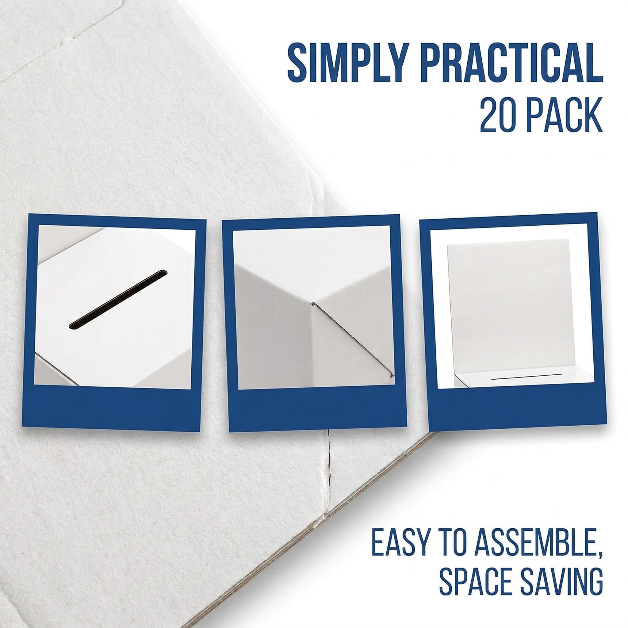 Cedilis 20 Pack Cardboard Ballot Boxes for Ticket, 6x6x6 Inches Raffle Box, Suggestions Voting Donation Boxes with Slot and Header for Charity, White
