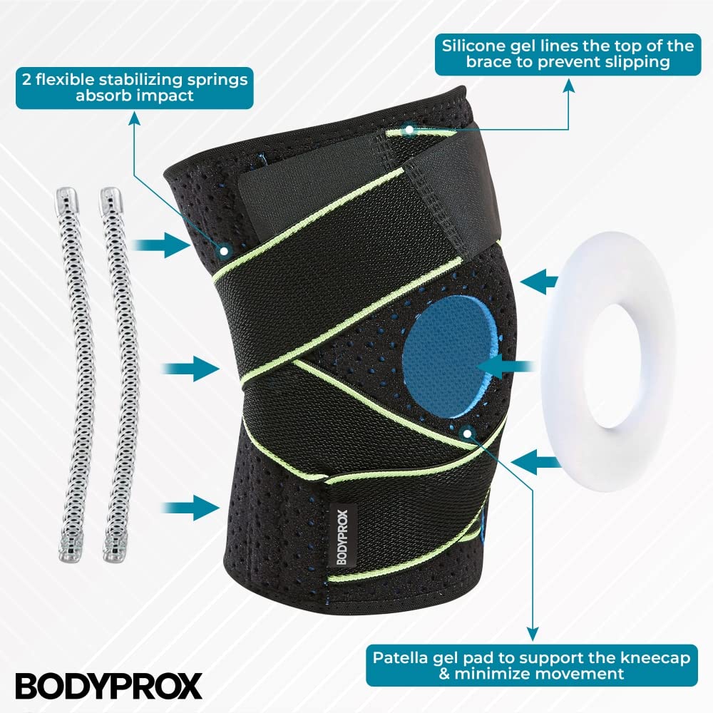 Bodyprox Knee Brace with Side Stabilizers & Patella Gel Pads for Knee Support(Large)