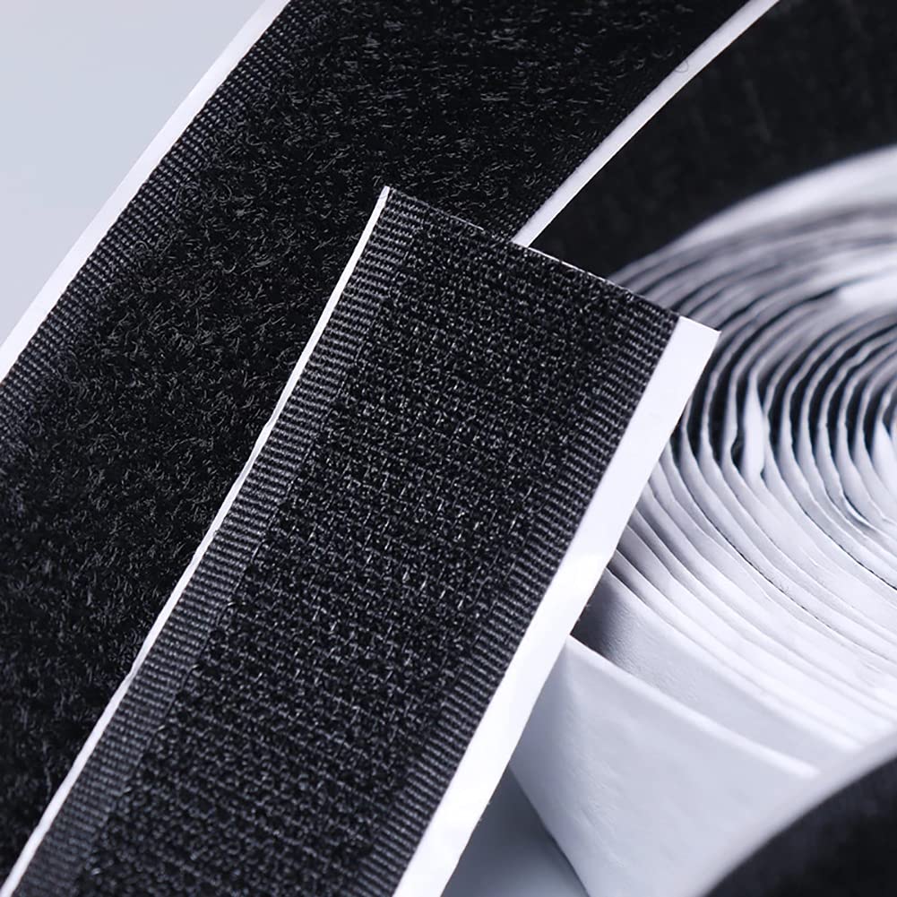 2 Inch 16.4 Feet Self-Adhesive Hook and Loop Strips Tape Roll, GuangTouL Black Heavy Double Sided Sticky Duty Strips Industrial Strength Sticky Fastener Interlocking Fastener