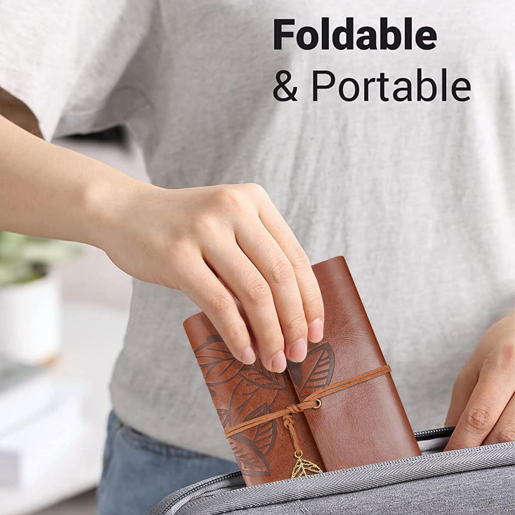 5 Pcs Leather Journal Notebook, A6 Refillable Travel Vintage Writing Journals Diary, Gifts for Women Teen Girls and Boys, 100GSM Blank Paper, 5 x 7 inches