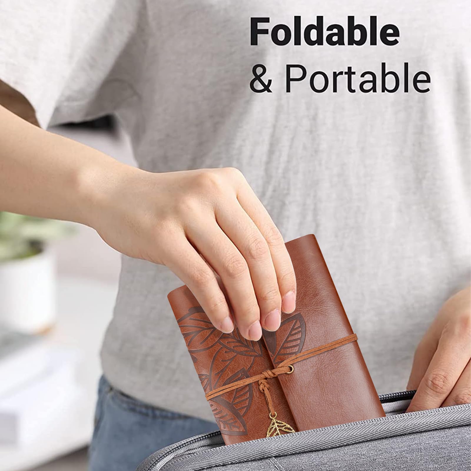 5 Pcs Leather Journal Notebook, A6 Refillable Travel Vintage Writing Journals Diary, Gifts for Women Teen Girls and Boys, 100GSM Blank Paper, 5 x 7 inches