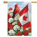 Louise Maelys Canada Day Garden Flag 28x40 Double Sided, Burlap Small Patriotic Geranium Daisy Floral Cardinal Welcome Canadian Outside Outdoor Yard Porch Lawn Decor (Only Flag)