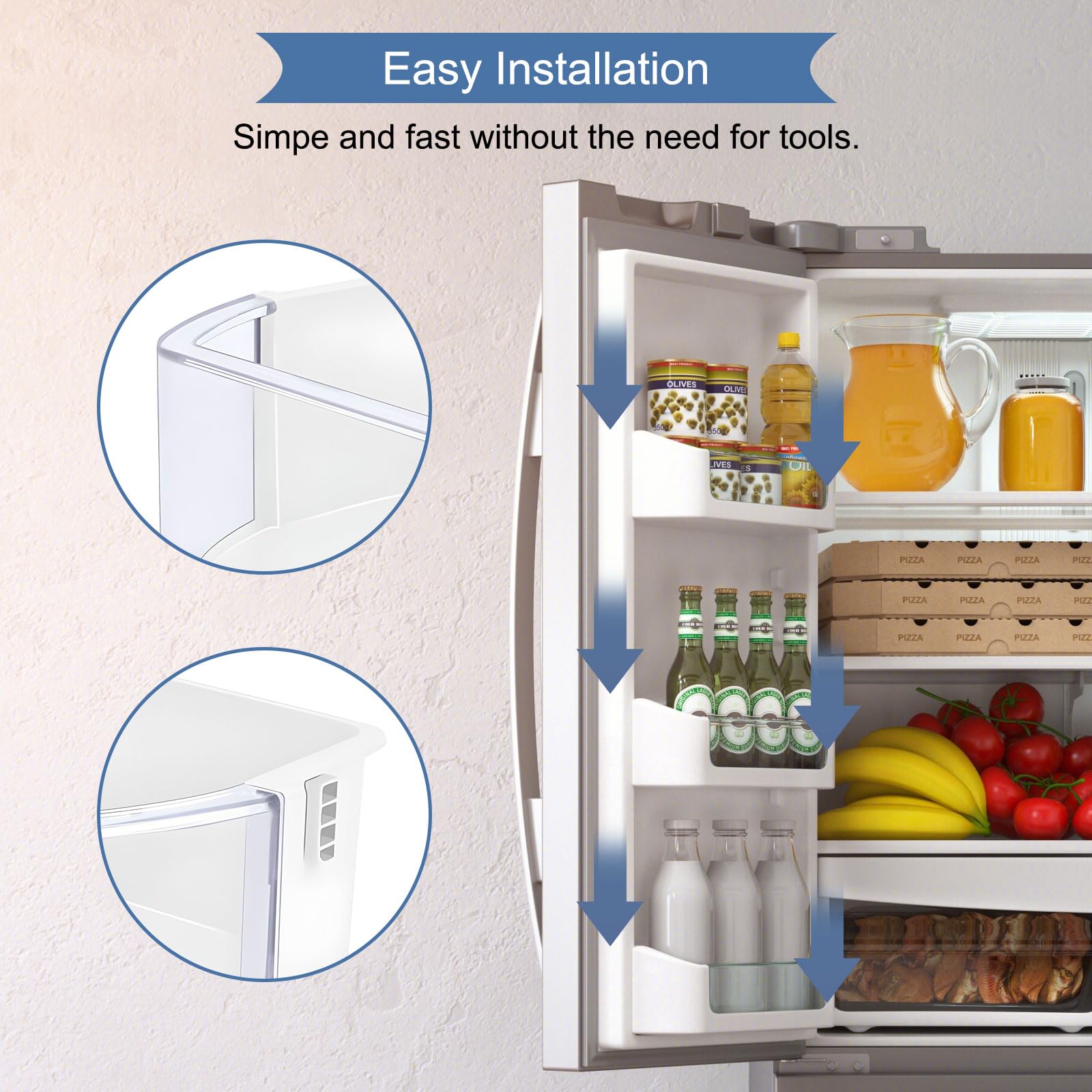 DA97-12935A Door Bin,Replacement for Samsung Fridge Door Bin RF220NCTASG、RF220NCTASR、RF220NCTASP、RF220NCTAWW etc refrigerator. Replace PS5575404、Ap5651846、EAP5575404、3377713 Samsung Fridge Door Shelf.