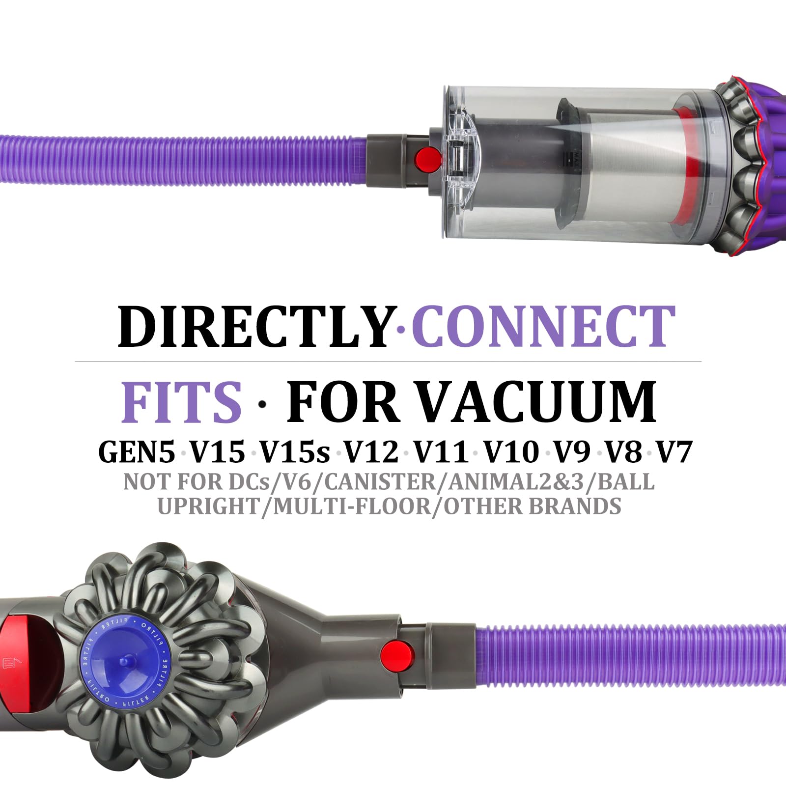 Fullclean Dryer Vent Cleaner Kit for Dyson Gen 5 V15 V12 V11 V10 V8 V7 Detect Absolute Cyclone Outsize Slim Vacuum Cleaner Nozzle Crevice Flexible Dryer Lint Removal Tool Attachments