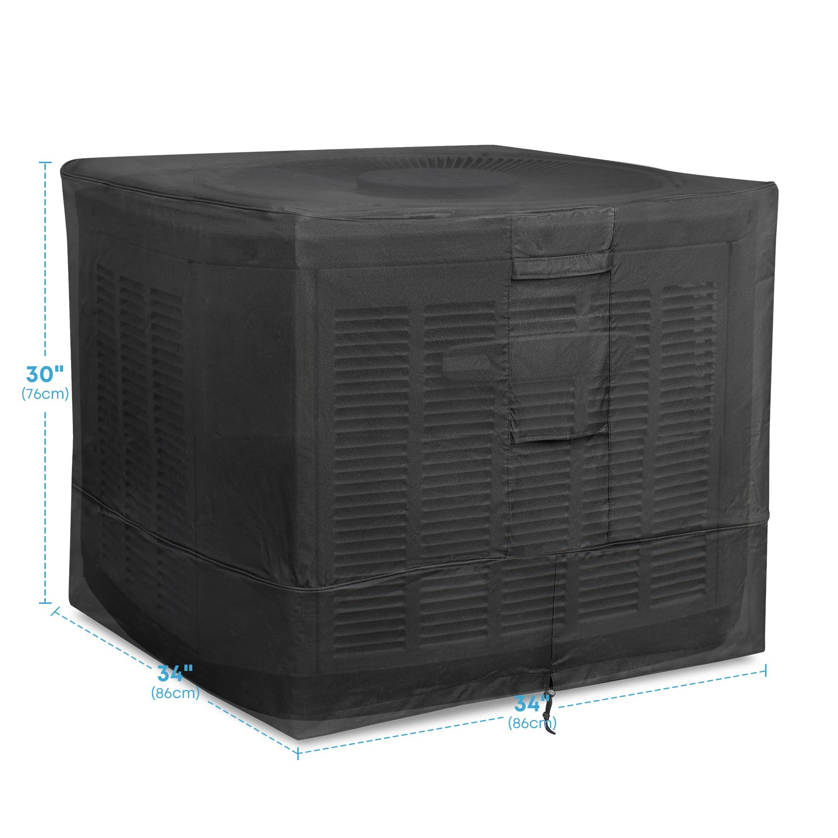 Stanbroil 34" Air Conditioner Cover, Square Fire Pit Furniture Cover for Outside Units, Heavy Duty Weather Resistant 600D Patio Fireplace Cover