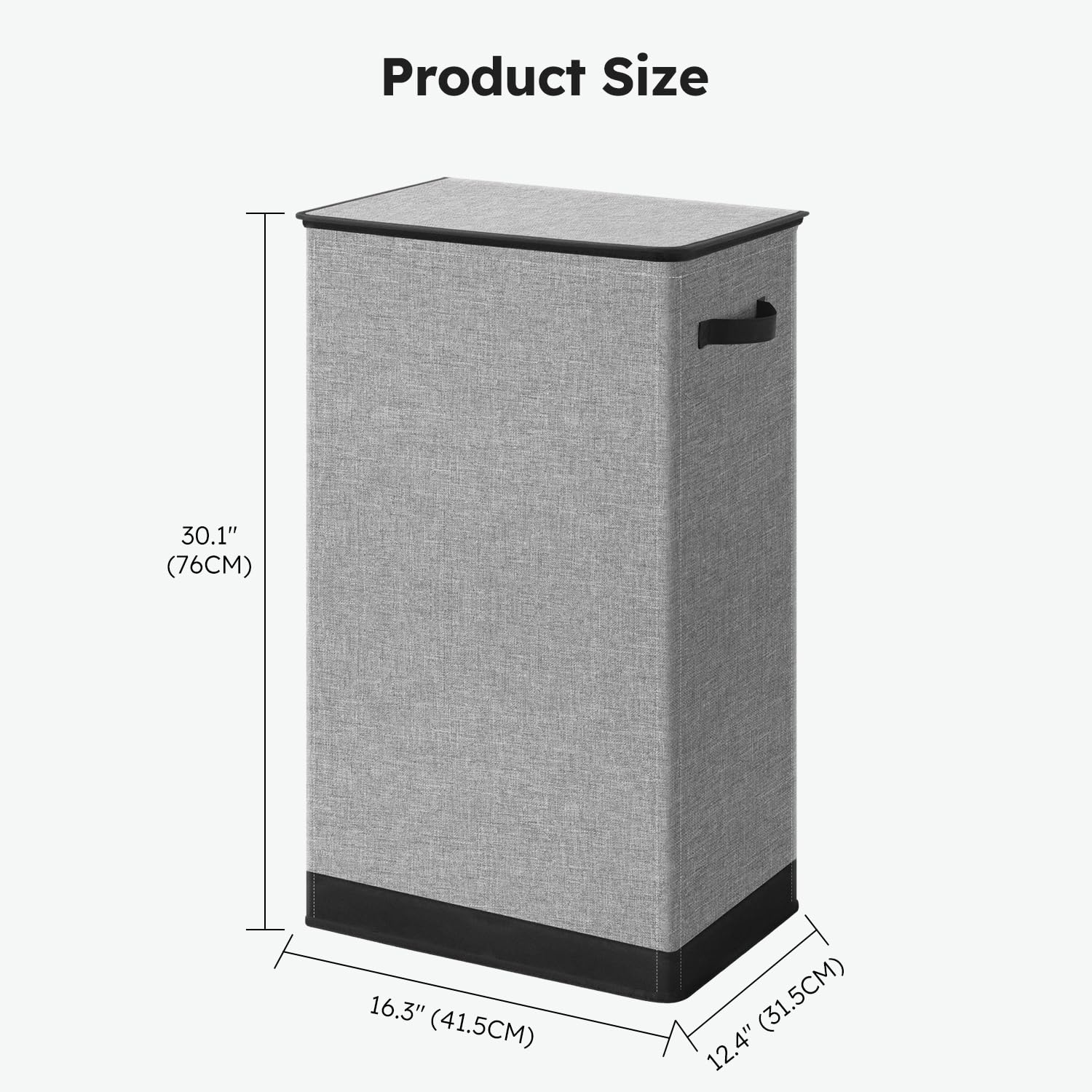 SOLEDI 100L Laundry Basket with Lid Large Laundry Hamper, Clothes Hamper with Laundry Bag Easy to Carry, Collapsible Storage Bins for Bedroom, Bathroom, Dorm, Apartment, College, Wardrobe, Grey