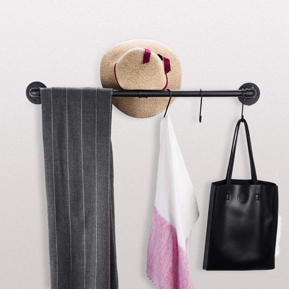 Towel Bar for Bathroom, Black Towel Bar Wall Mounted, Heavy Duty Bath Towel Bars, Rustic Iron Bath Towel Rack Bathroom Hardware, 33.4 inch