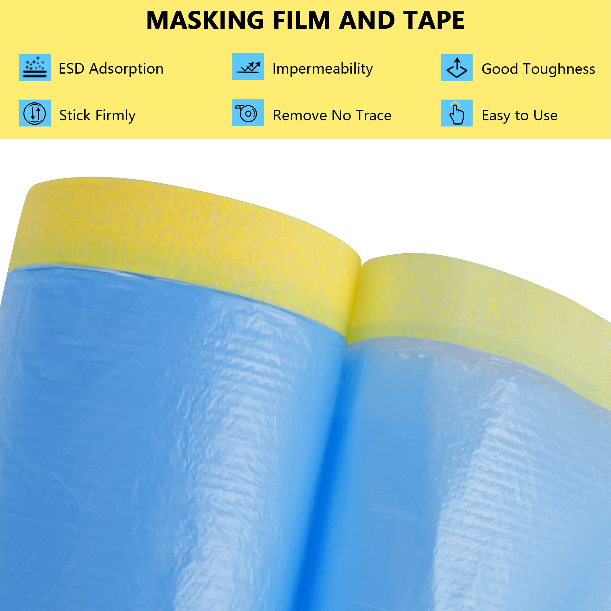 MyLifeUNIT Tape and Drape, 3 Pack Masking Paper with Tape for Automotive Painting