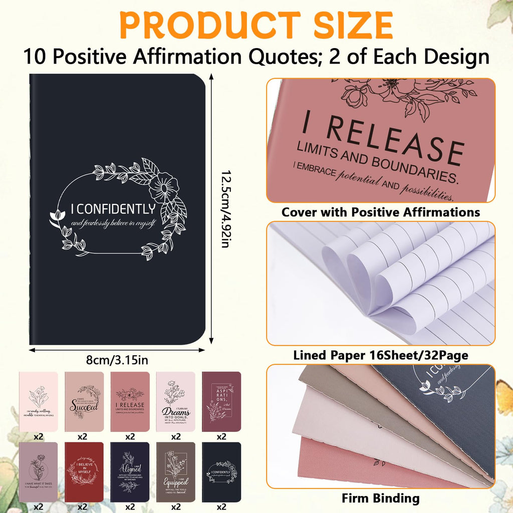 40 Pcs Motivational Pens Inspirational Notepads Set Positive Affirmation Gift Set Motivational Notebook with Inspirational Ballpoint Pen Bulk for Office School Staff Coworker Teacher Prizes Supplies