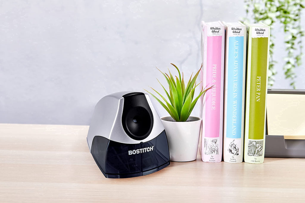 Bostitch Office Personal Electric Pencil Sharpener, Powerful Stall-Free Motor, High Capacity Shavings Tray, Black (EPS4-BLKSLV)