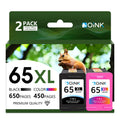 NOINK 65XL Ink Cartridges Black and Color Combo Pack High Yield Replacement for HP 65XL, Compatible with HP DeskJet & Envy Printers, DeskJet 2622 3755 Envy 5055, 2 Pack, 1 Black 1 Tri-Color