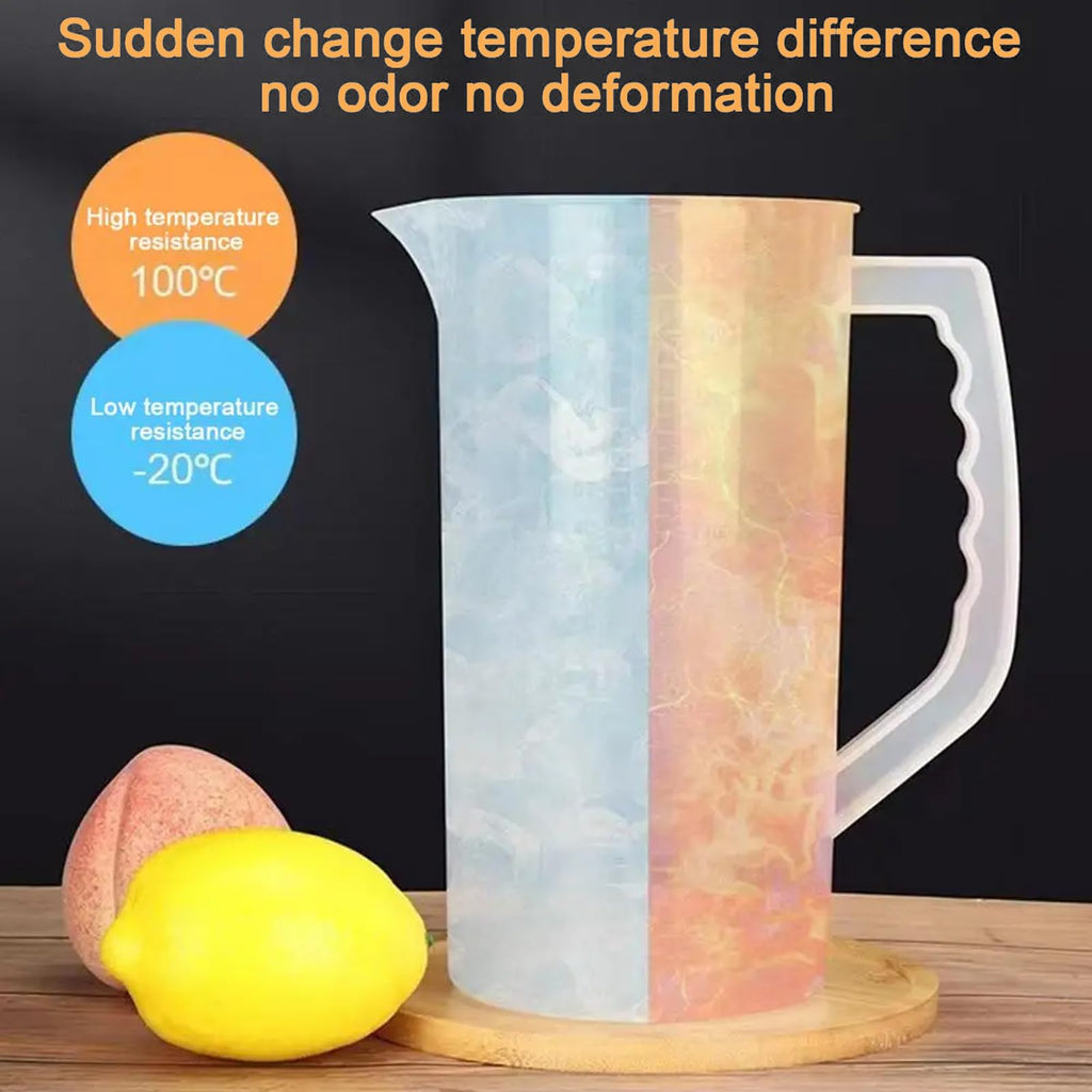 MYLEUS Drink Mixing Pitcher, 2.1qt with Lid & Sponge Brush, Wide Mouth Juice Pitcher, Adjustable Mixer Plunger, for Juice Tea Milk Lemonade