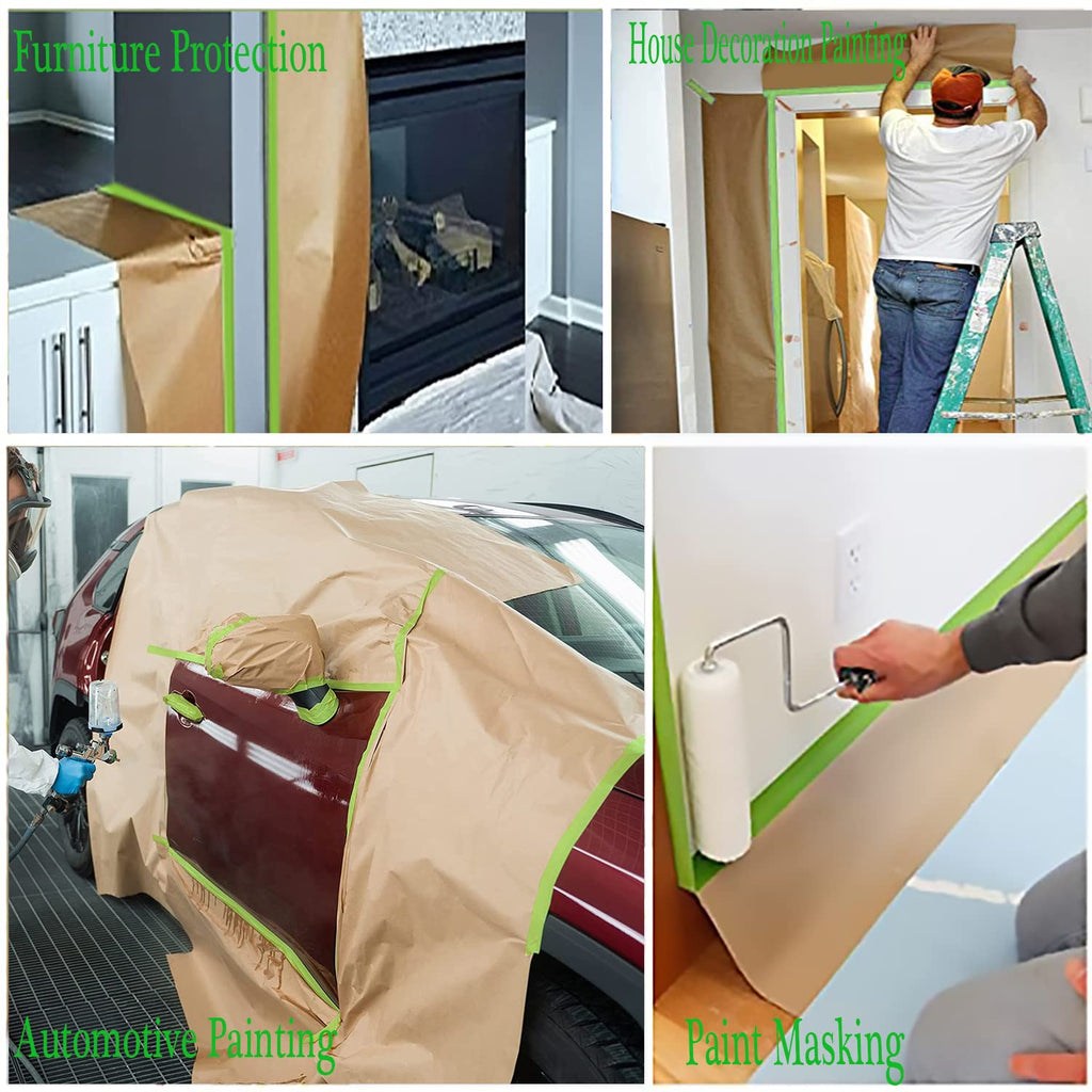 Tape and Drape Masking Paper for Auto Body Supplies, Painting, Car, Furniture, Floor - Assorted Sizes (20 Inches Wide X 50 Feet Long)