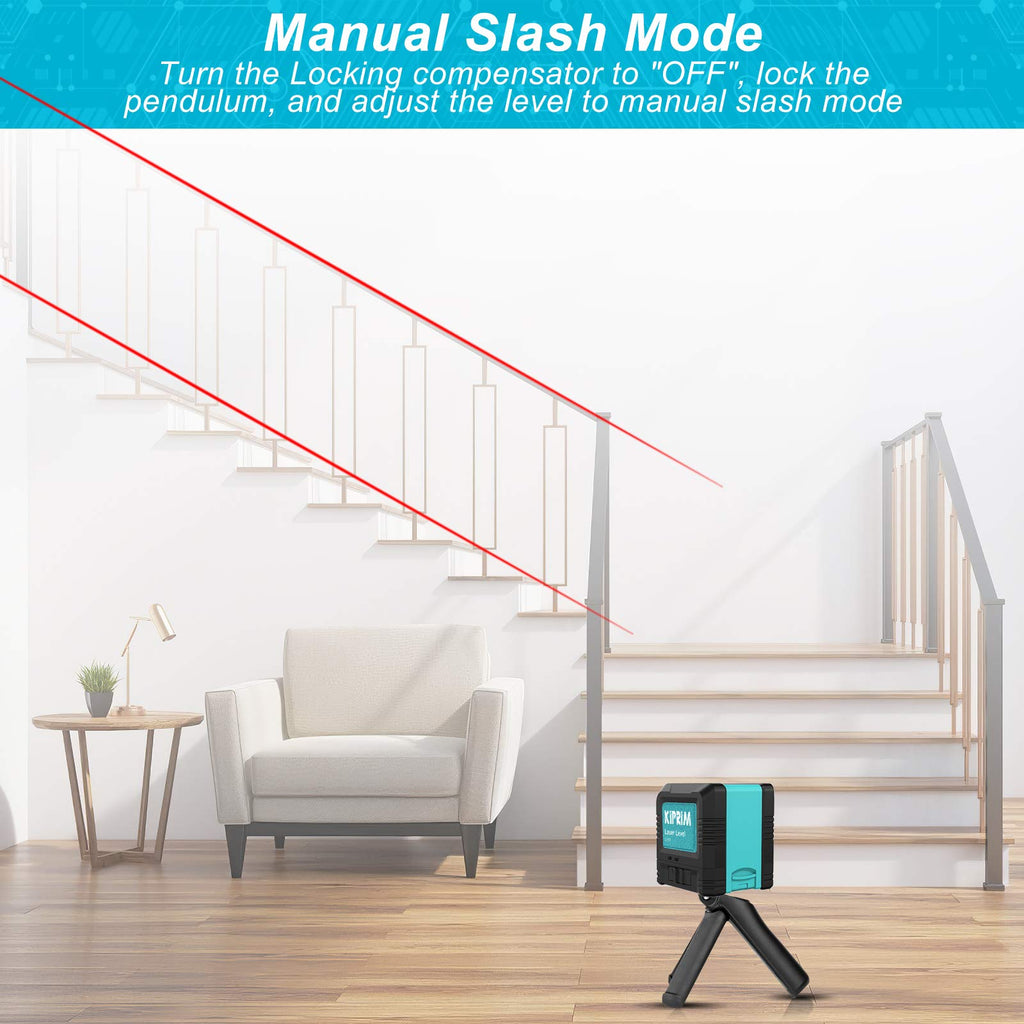 Laser Level, Kiprim LV1R Cross Laser Level Dual Line Vertical/Horizontal Laser Module, IP54 Dustproof, Waterproof, 1m Anti-Drip, ± 4 ° Auto Leveling