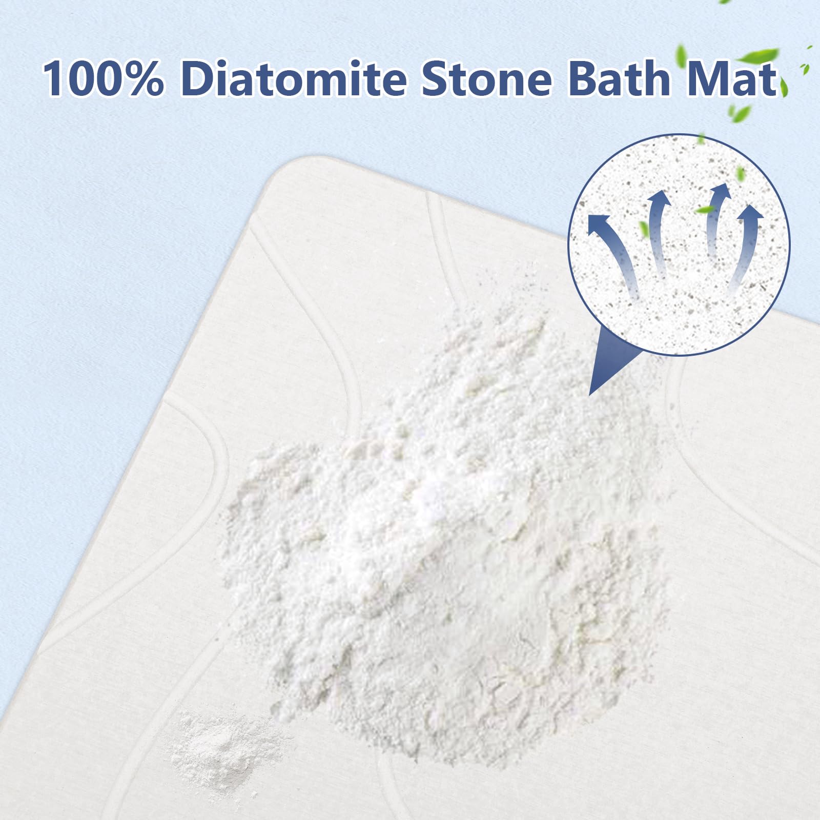 Ceecysaa Stone Bath Mat, Non-Slip Diatomaceous Earth Shower Mat, Quick Drying Bath Mat Stone, Super Absorbent Diatomite Bath Mats for Bathroom Kitchen, Easy to Clean, 60 x 39cm, White