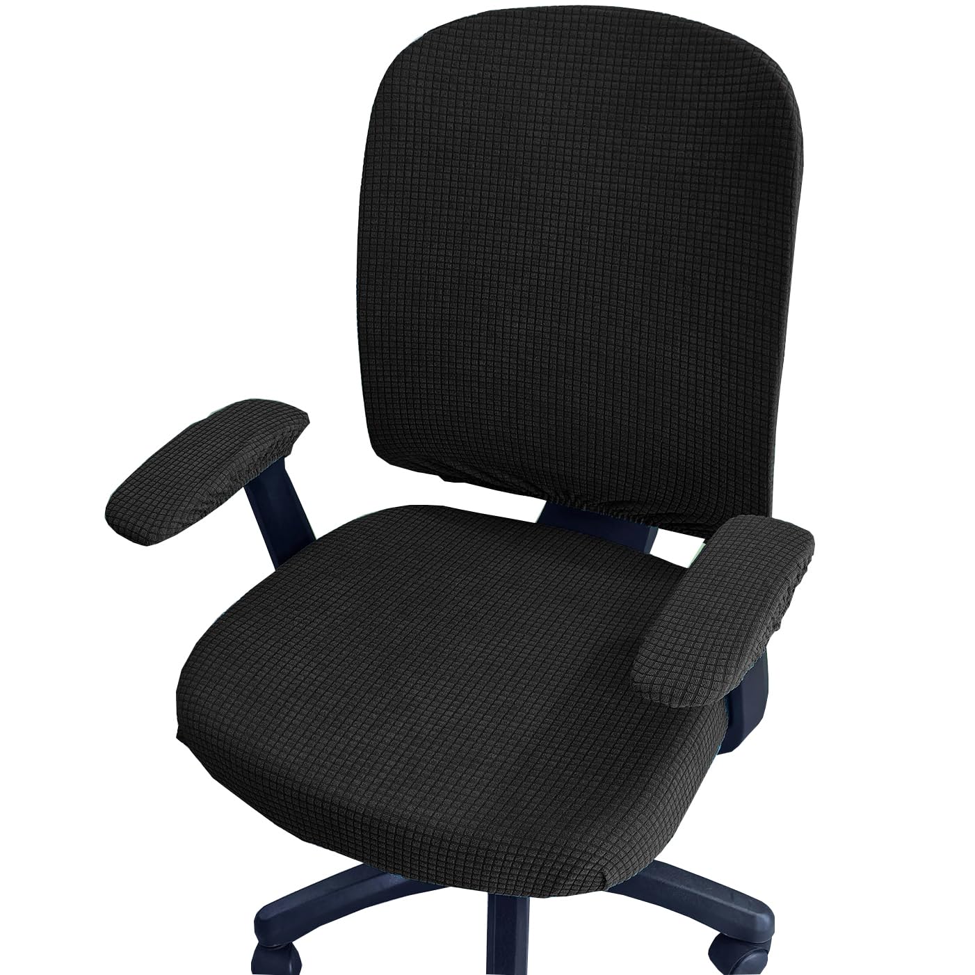 4 Pcs Office Chair Covers Set Stretchable Protective Rotating Computer Chair Seat Covers with Armrest Covers (Black)