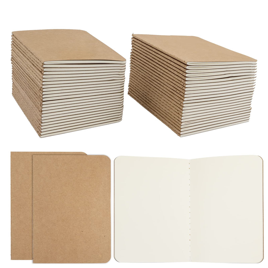 48 Pack Small Blank Kraft Notebooks,Unlined Mini Journal Notebook 4” x 5.7” Blank Notepads Kraft Pocket Notebooks Bulk for Travelers, Students and Doodlers,48 Pages