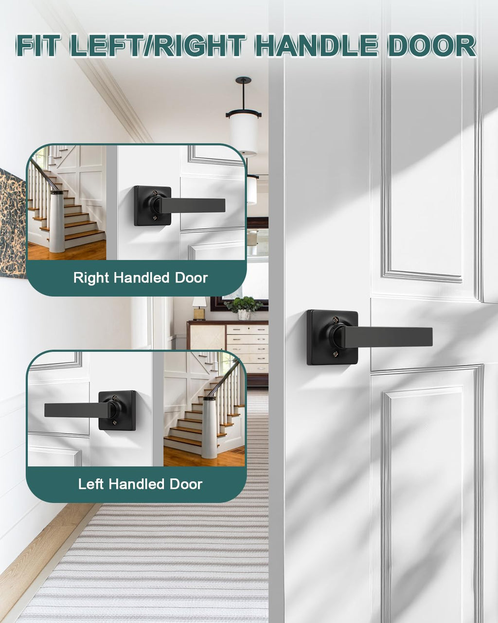 GOBEKOR 2 Pack Matte Black Dummy Door Handle Interior,Reversible Half Dummy Lever,Non-Turning Indoor Door Handles for Wardrobe,Closet Door & French Doors,Cabinet/Cupboard Handles