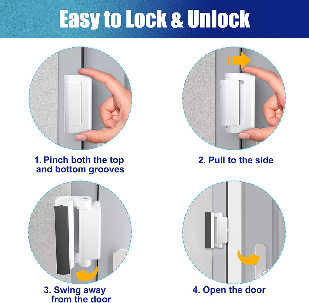 Door Reinforcement Lock Withstands 800lbs of Force - Extra Door Lock for Kids Safety with 8 Screws Prevents Unauthorized Entry,Add a Door Security Lock for Home Safety & Privacy (White, 1 Pack)