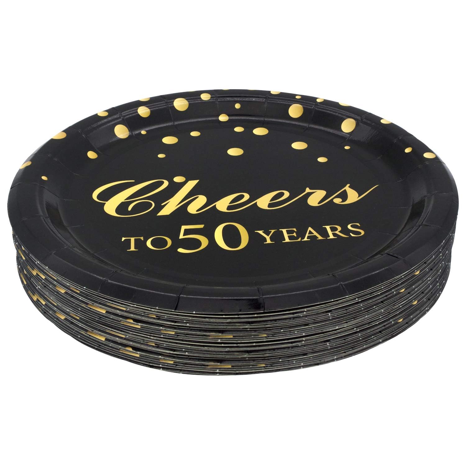 Pandecor 50th Birthday Party Supplies,50 PCS Cheers to 50 Years Disposable 7 Inch Paper Plates Dessert Plates for 50 Years Anniversary Party