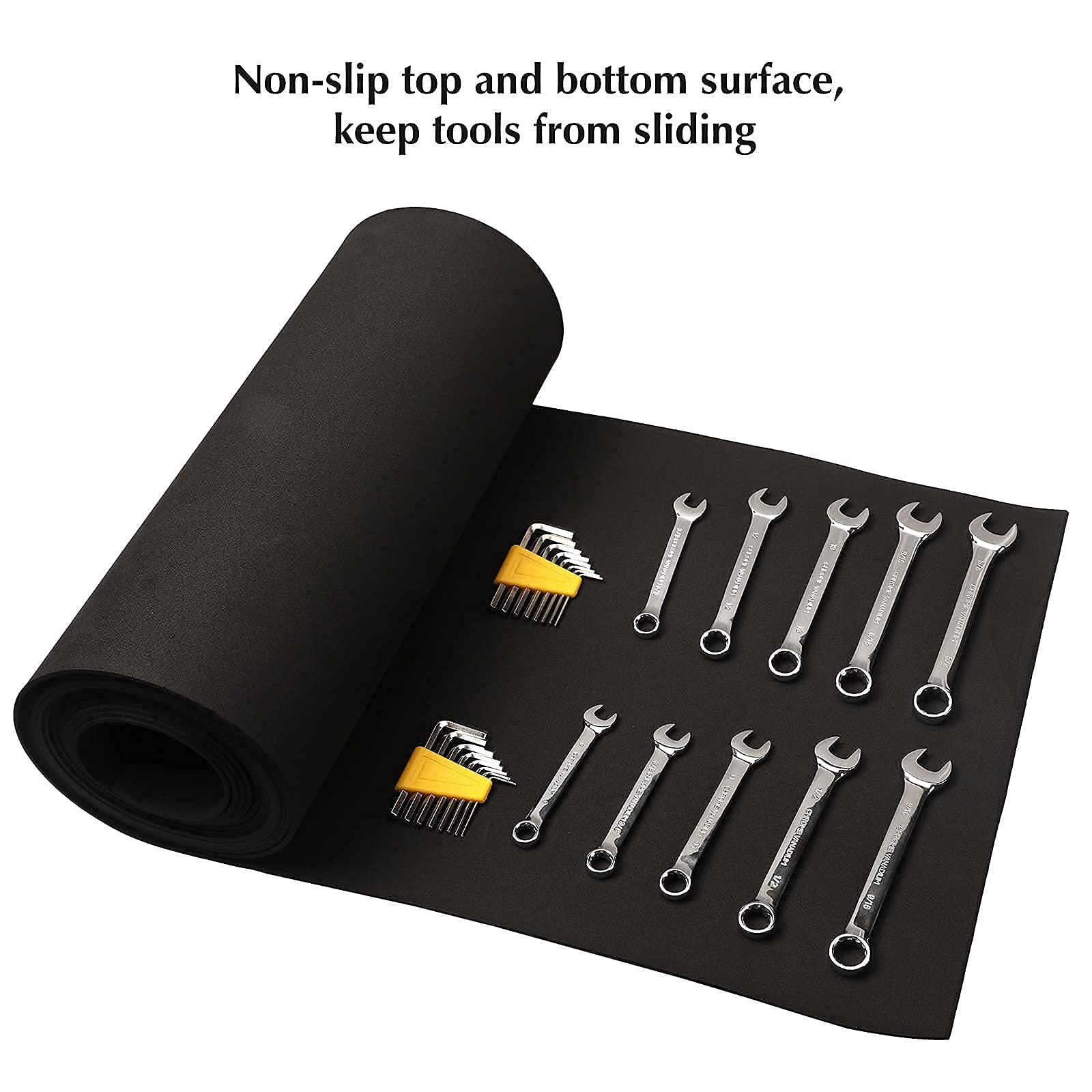 EMENTOL Tool Box Liner, Professional Drawer Liner, Tool Box Mat, 16 ft x 16", Drawer Liner for Tool Box Organizer, Non-Slip, Black
