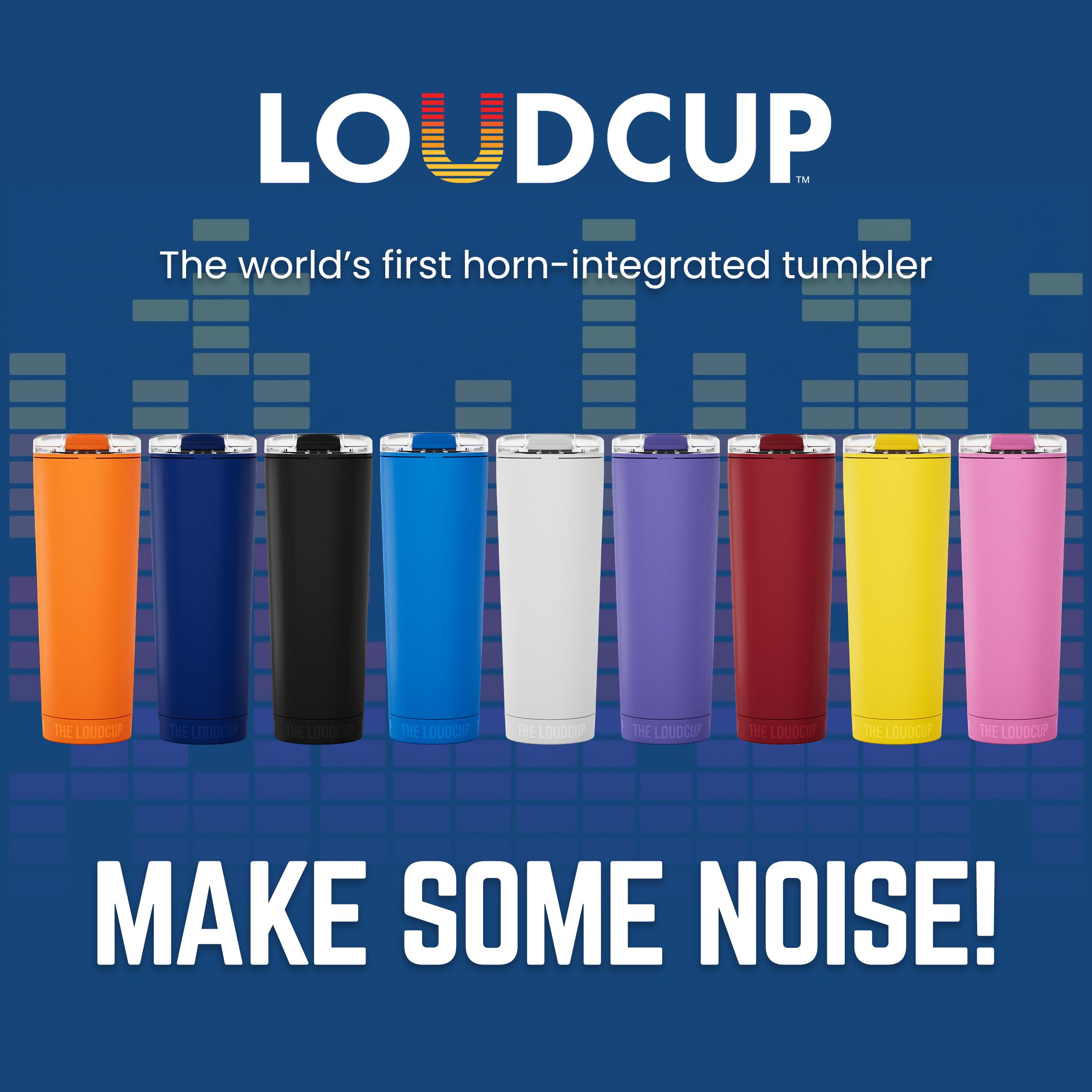 The LoudCup 23oz Reusable Water Bottle (Jet Black) – 2-in-1 Travel Tumbler & Noisemaker – BPA-Free, Blow Horn & Cup with Slide Lid – Perfect for Sports Events, Game Day, Tailgating & Parties