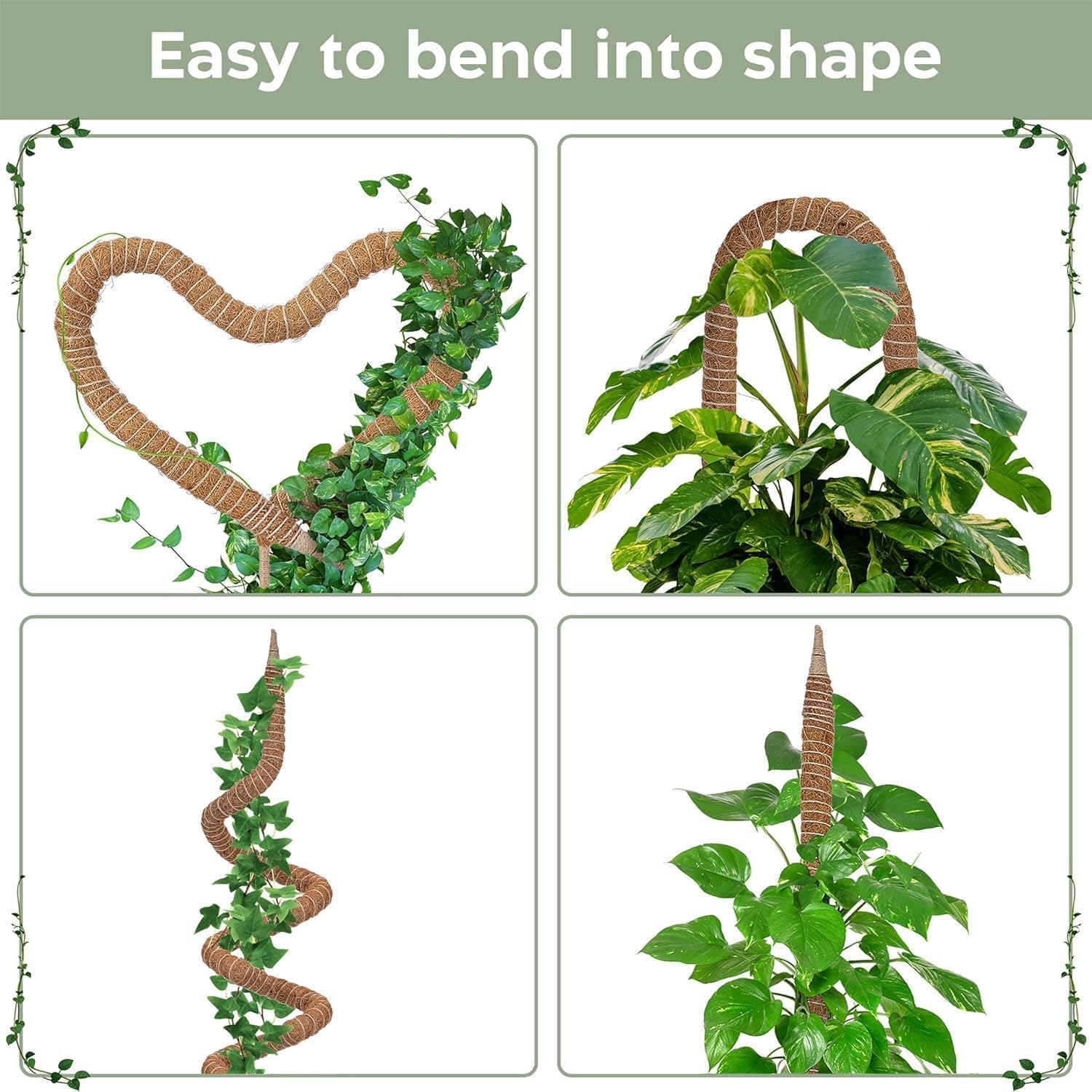 K-Brands 2 Pack 48 Inches Bendable Moss Pole Monstera Plant Support for Climbing Indoor Plants - Stakes for Potted Climbers - Tall Sticks Indoor Trellis for Houseplants - Accessories for Monstera Pot