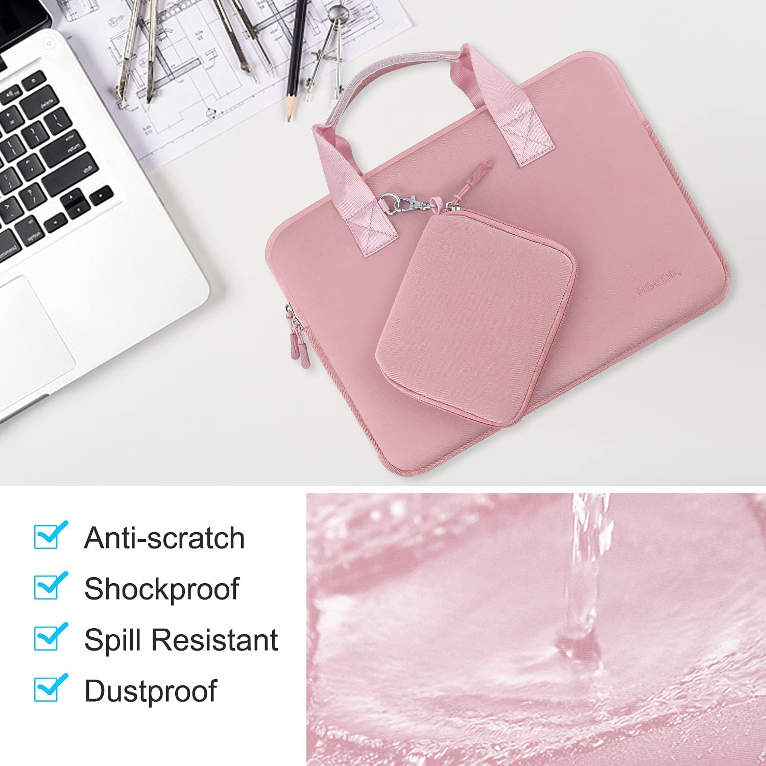 Hseok Laptop Sleeve 14 inch Case with Small Pouch, Neoprene Computer Bag Compatible with MacBook Pro 14" M4/M3/M2/M1 2025-2021, MacBook Air/Pro 13" and Most 14 inch Notebooks，P01K01