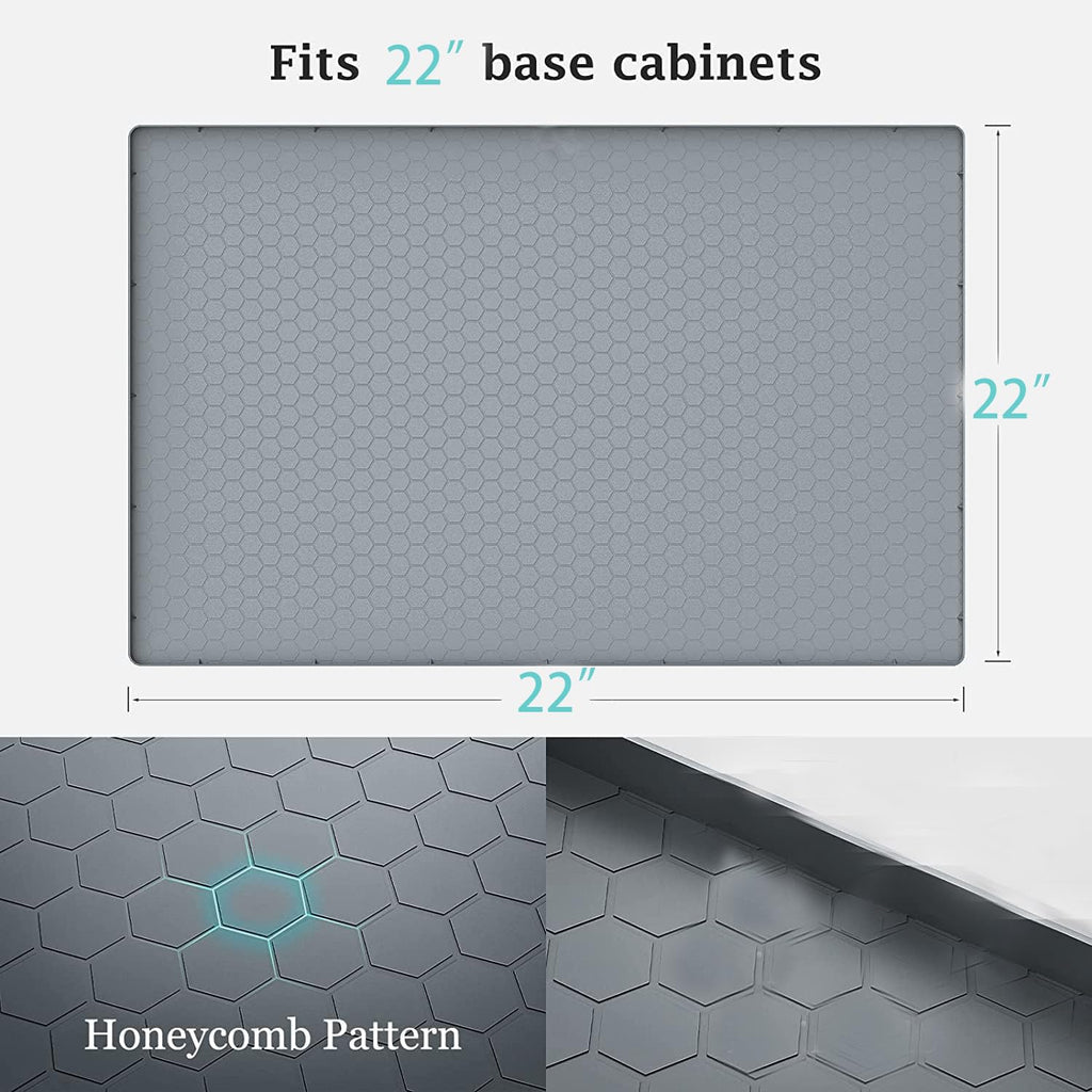 CATECASE Under Sink Mat, 22'' x 22'' Under Sink Mats for Kitchen, Waterproof Silicone Under Sink Liner Drip Tray, Sink Cabinet Protector Mats for Kitchen (Grey)